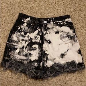 Levi’s Distressed High-Waisted Black Denim Shorts